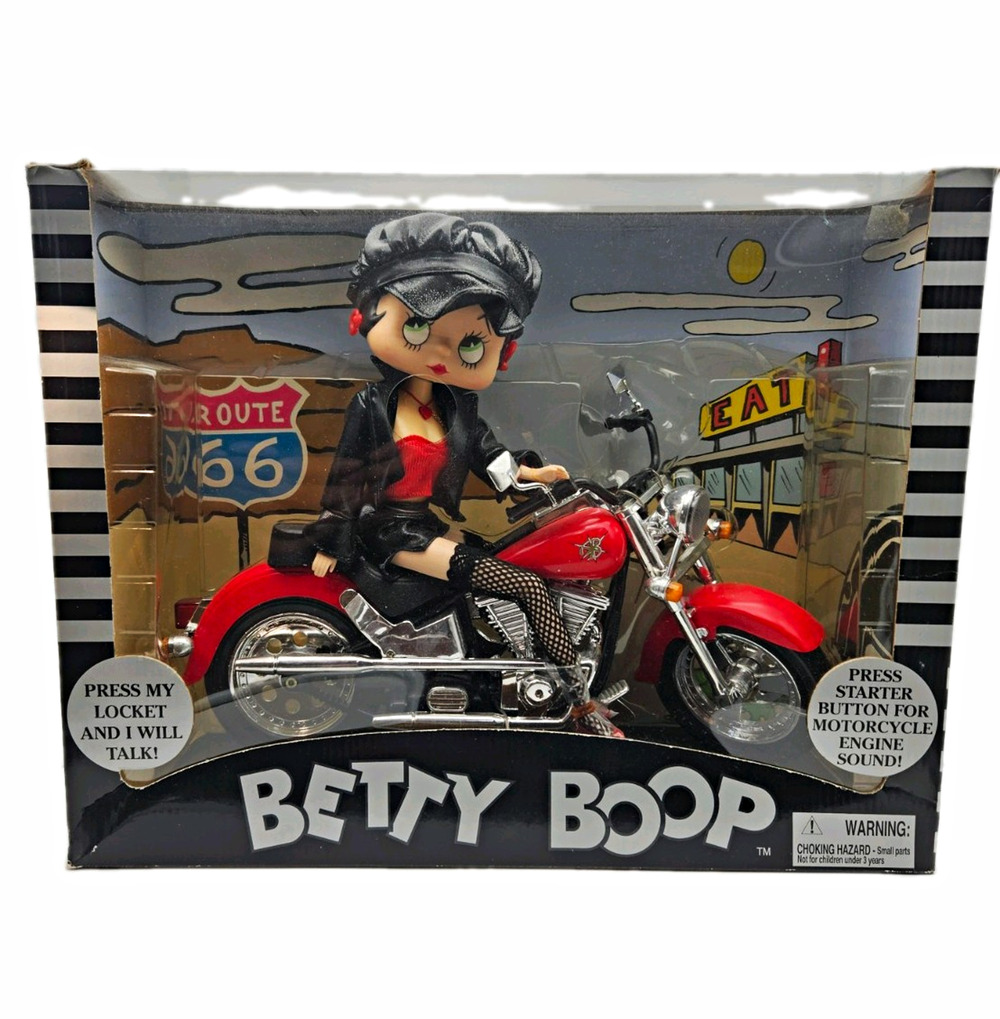 Betty Boop Biker Talking Doll w/ Motorcycle, Poseable, Engine Sound From 1999